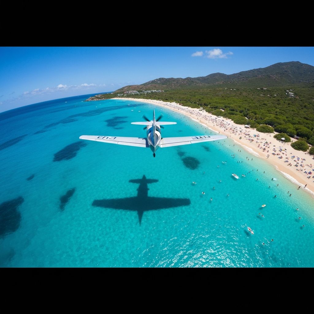 Airplane landing in Saint-Barth